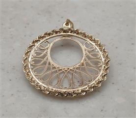 14K Yellow Gold Filigree Rope Pendant 1.7g, 4.5mm Bail, Marked 14K